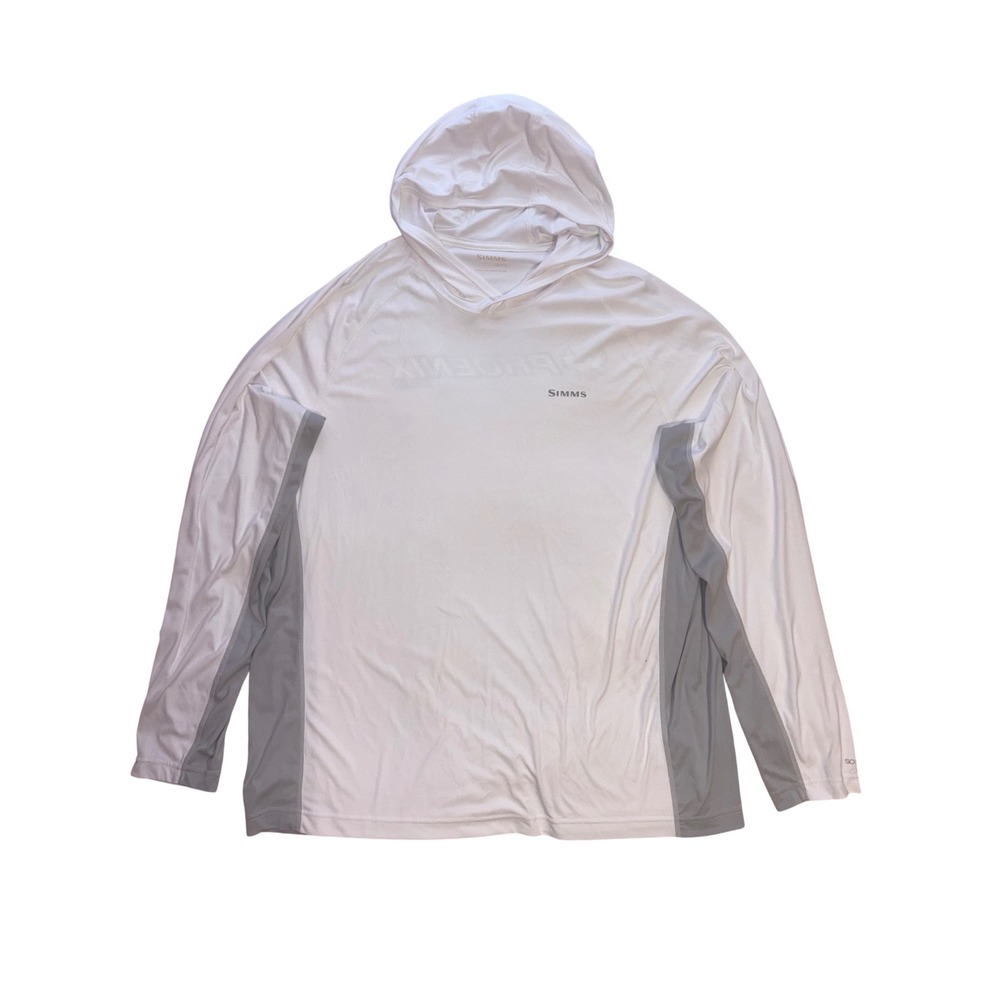 SIMMS SolarFlex Fishing Hoody Men XL White Phoenix Boats UPF 50 Performance